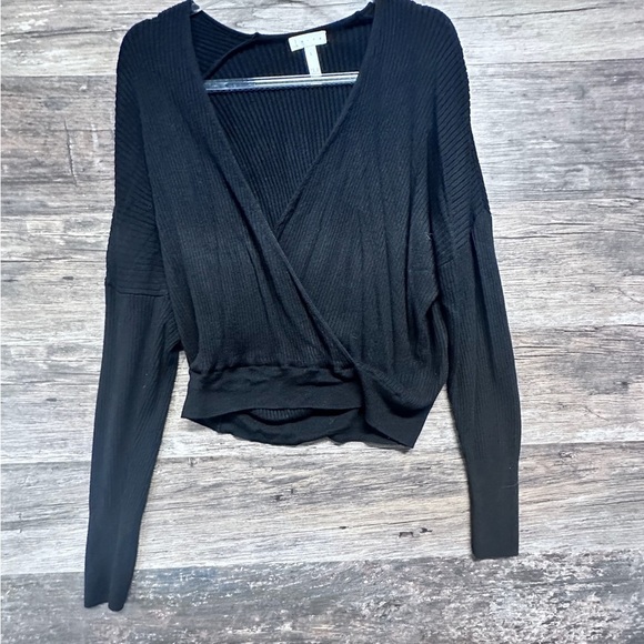 Leith Black V-Neck Wrap Sweater - Picture 1 of 10